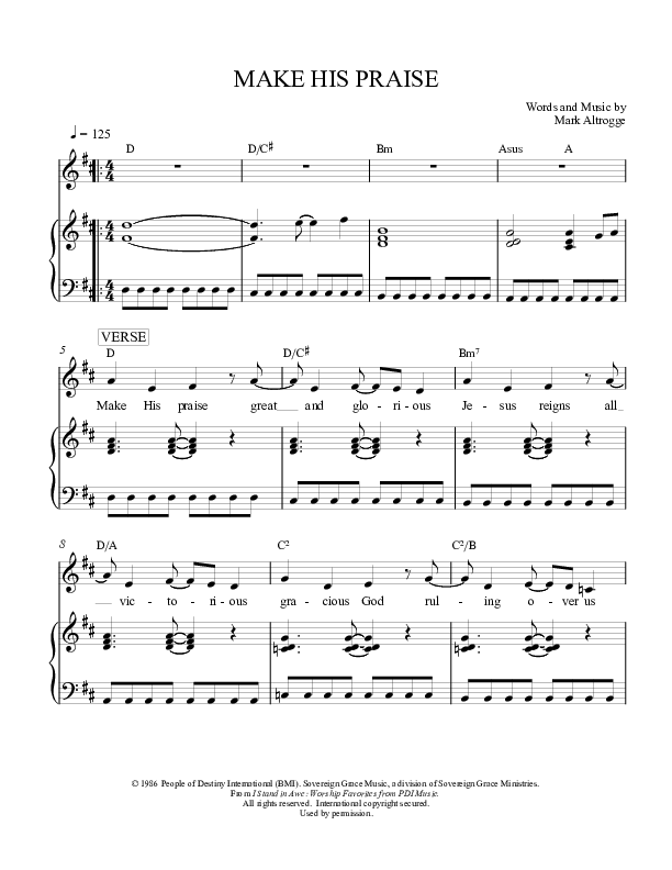 Make His Praise Great Lead & Piano (Sovereign Grace)