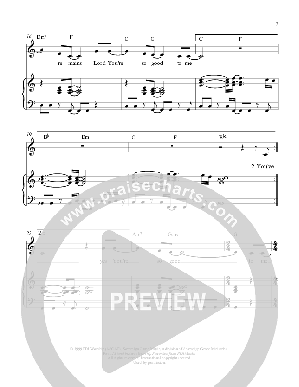 You're So Good To Me Lead & Piano (Sovereign Grace)