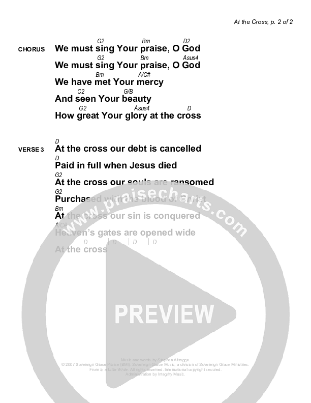 At The Cross Chords & Lyrics (Sovereign Grace)