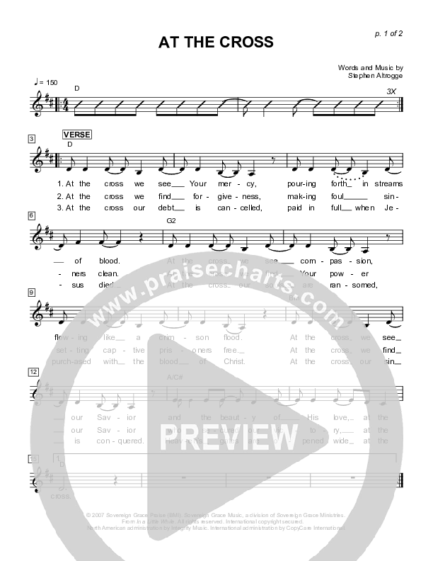 At The Cross Lead Sheet (Sovereign Grace)