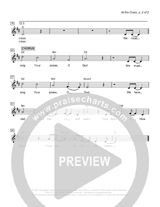 At The Cross Lead Sheet (Sovereign Grace)