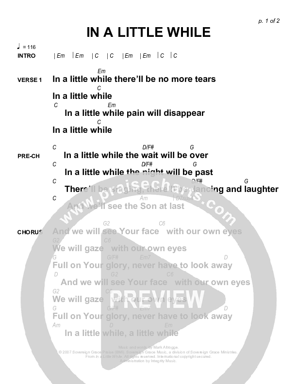In A Little While Chords PDF (Sovereign Grace) PraiseCharts