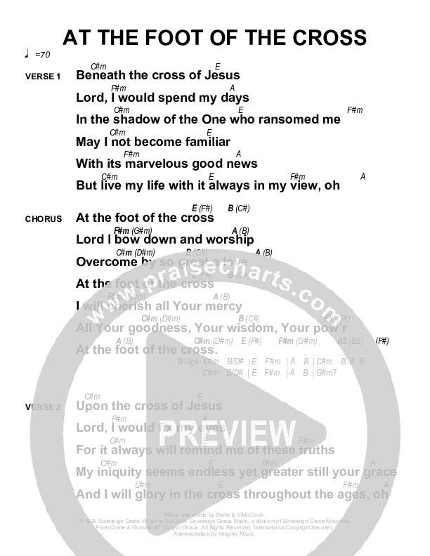 At The Foot Of The Cross Chords & Lyrics (Sovereign Grace)