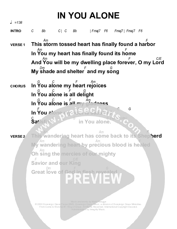 In You Alone Chords & Lyrics (Sovereign Grace)