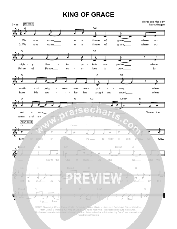 King Of Grace Chords & Lyrics (Sovereign Grace)