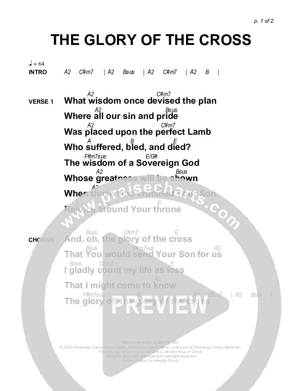 The Glory Of The Cross Chords & Lyrics (Sovereign Grace)