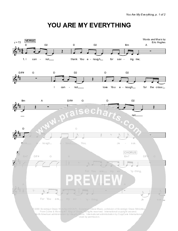 You Are My Everything Lead Sheet (Sovereign Grace)