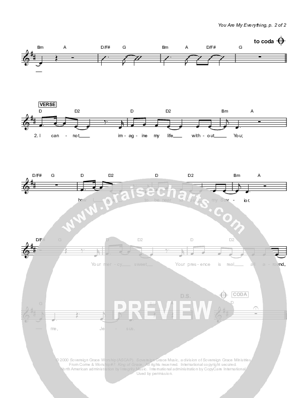 You Are My Everything Lead Sheet (Sovereign Grace)