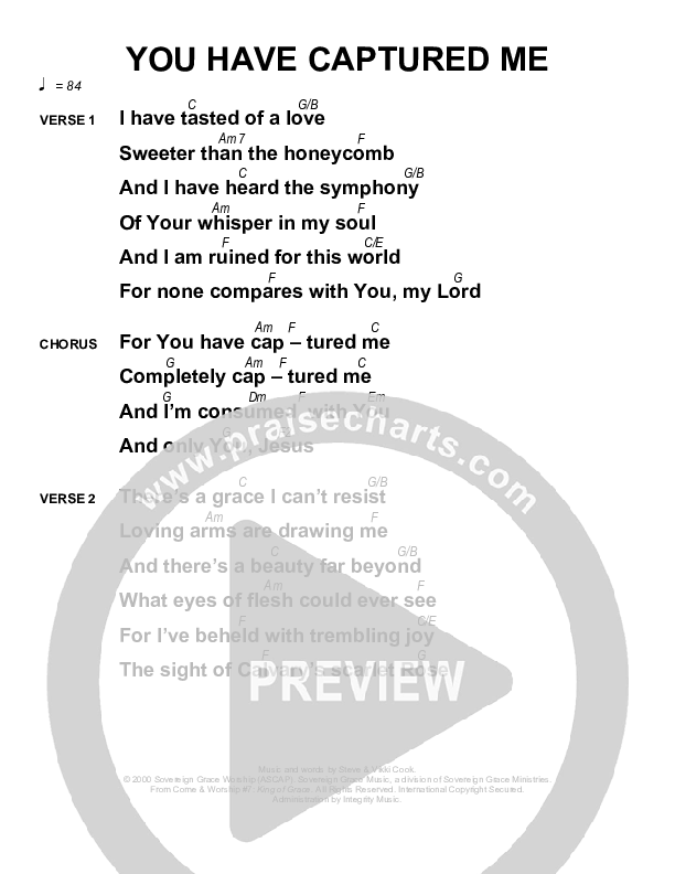 You Have Captured Me Chords & Lyrics (Sovereign Grace)