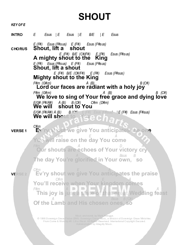 Shout Chords & Lyrics (Sovereign Grace)