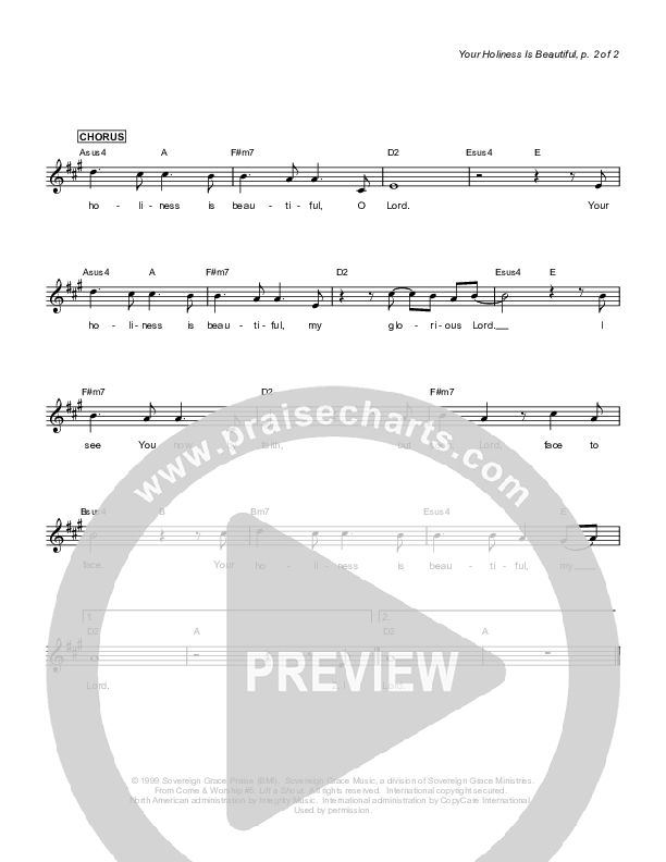 Your Holiness Is Beautiful Lead Sheet (Sovereign Grace)