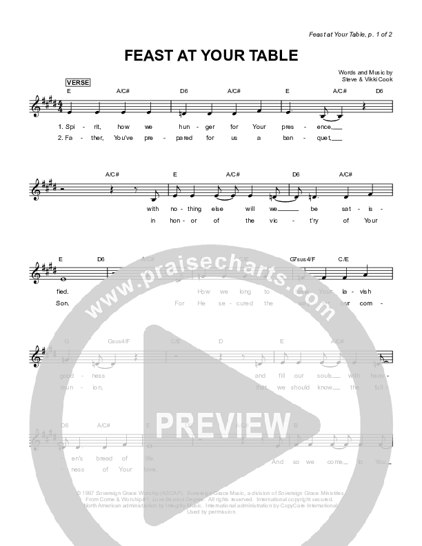 Feast At Your Table Lead Sheet (Sovereign Grace)