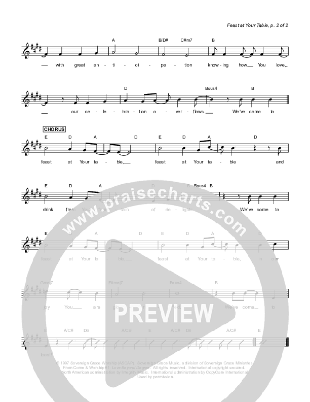 Feast At Your Table Lead Sheet (Sovereign Grace)