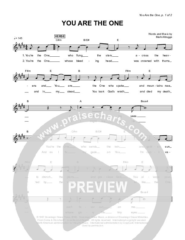 You Are The One Chords & Lyrics (Sovereign Grace)