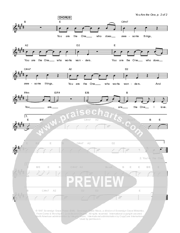 You Are The One Chords & Lyrics (Sovereign Grace)