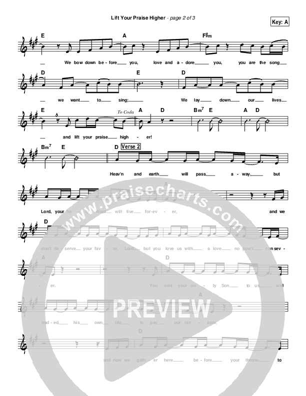 Lift Your Praise Higher Lead Sheet (Toby Baxley)