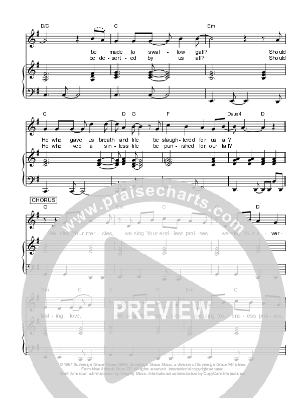 We Sing Your Mercies Piano/Vocal (Sovereign Grace)