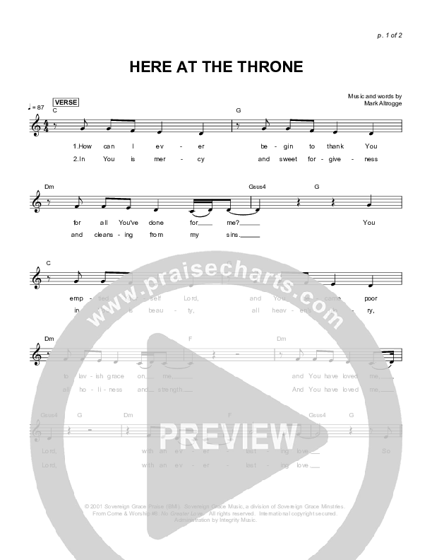 Here At The Throne Lead Sheet (Sovereign Grace)