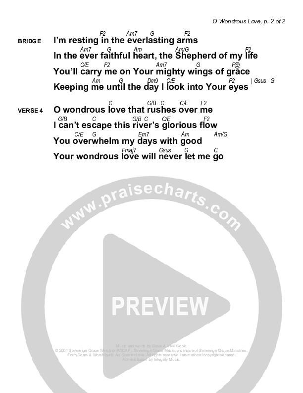 O Wondrous Love Chords & Lyrics (Sovereign Grace)