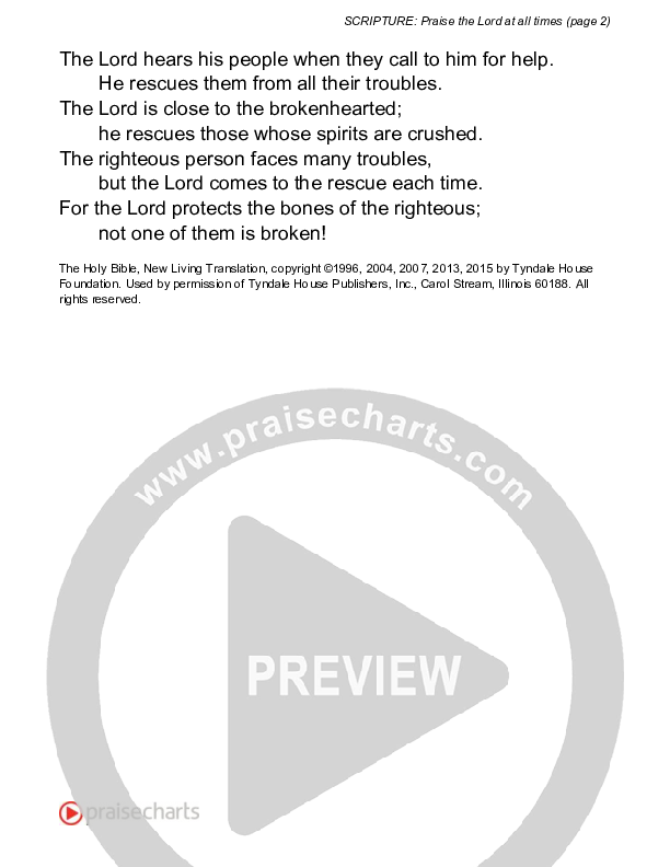 Praise The Lord At All Times (Psalm 34) Reading (Scripture)