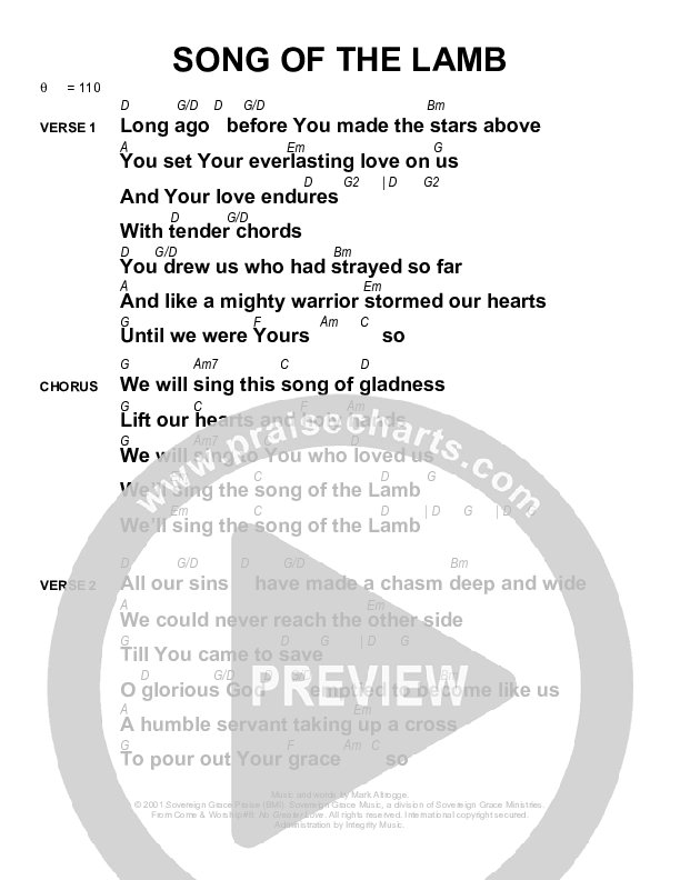 Song Of The Lamb Chords PDF (Sovereign Grace) PraiseCharts