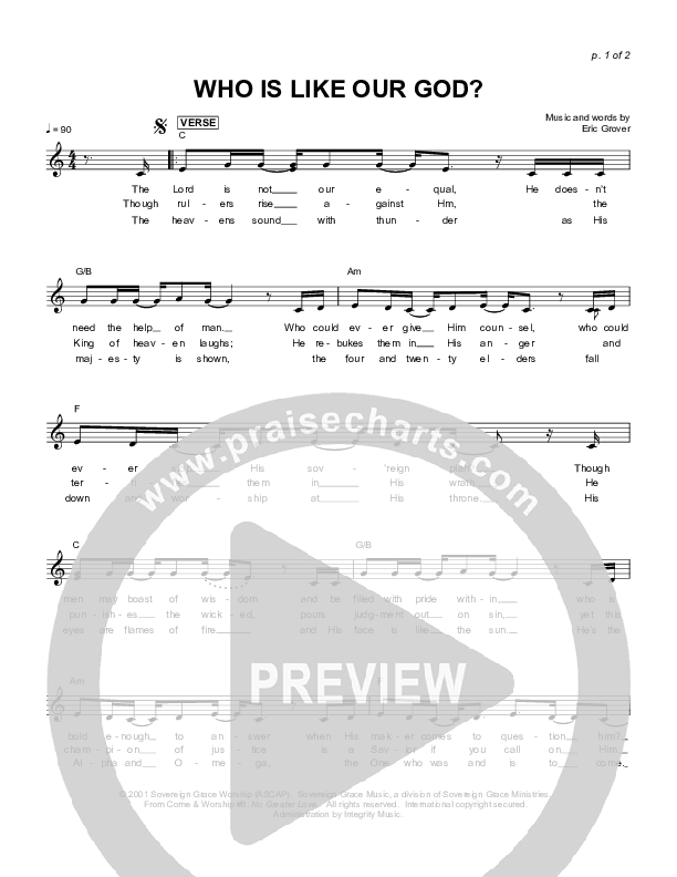 Who Is Like Our God Lead Sheet (Sovereign Grace)