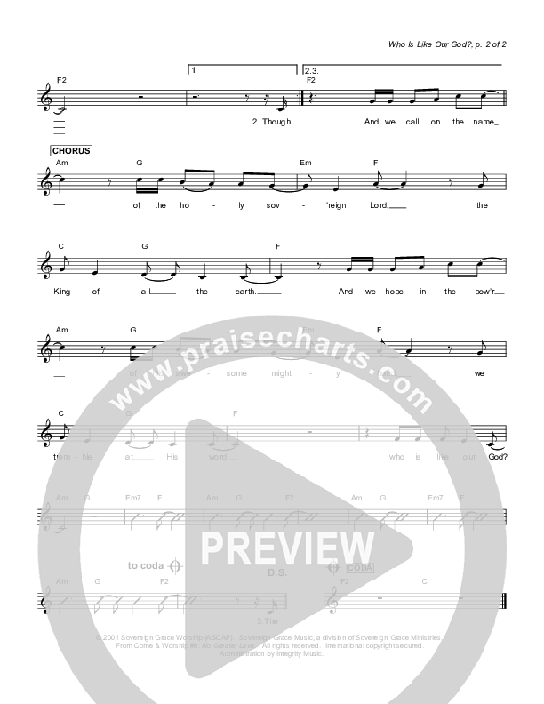 Who Is Like Our God Lead Sheet (Sovereign Grace)