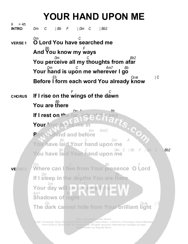 Your Hand Upon Me Chords & Lyrics (Sovereign Grace)