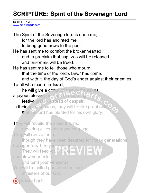 Spirit Of The Sovereign Lord (Isaiah 61) Reading (Scripture)