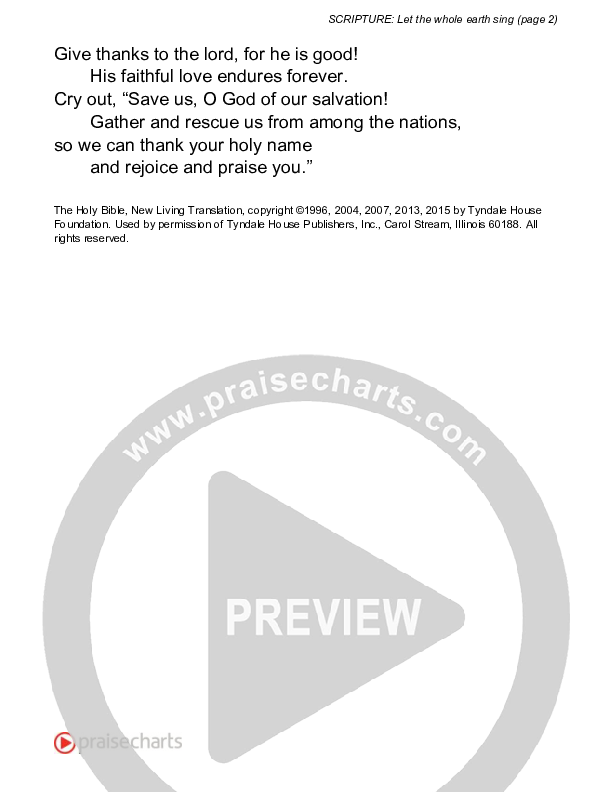 Let The Whole Earth Sing (1 Chronicles 16) Reading (Scripture)