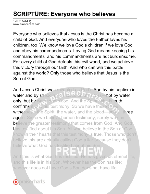 Everyone Who Believes (1 John 5) Reading (Scripture)