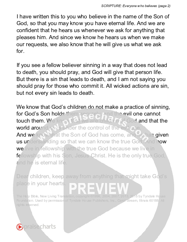 Everyone Who Believes (1 John 5) Reading (Scripture)