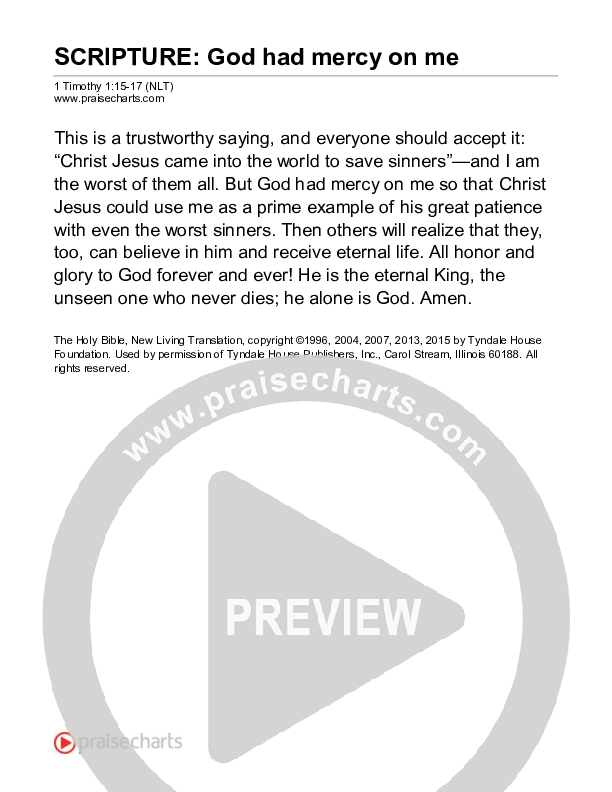 God Had Mercy On Me (1 Timothy 1) Reading (Scripture)