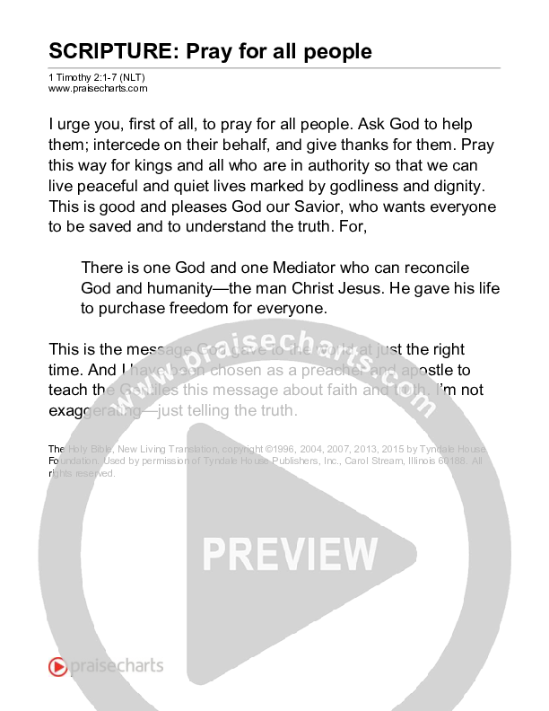 Pray For All People (1 Timothy 2) Reading (Scripture)