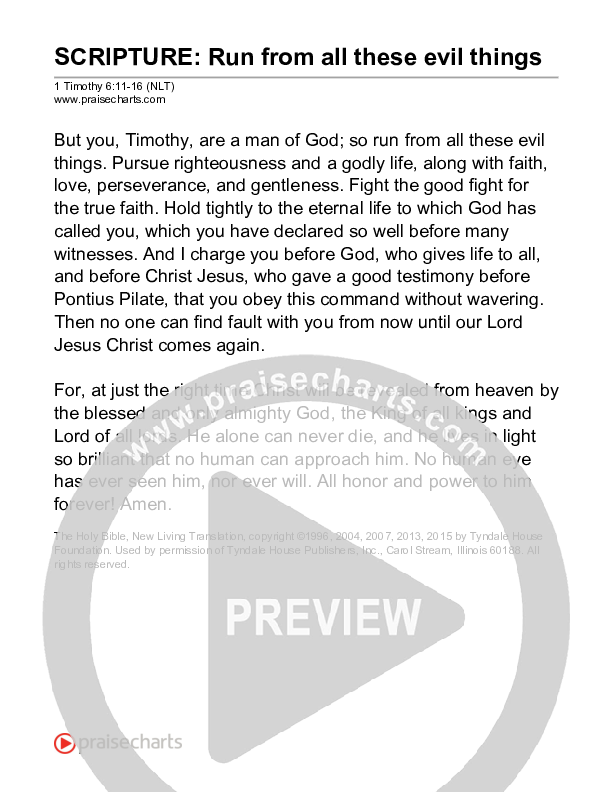 Run From All These Evil Things (1 Timothy 6) Reading (Scripture)