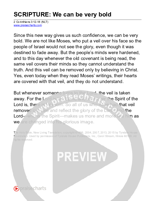 We Can Be Very Bold (2 Corinthians 3) Reading (Scripture)