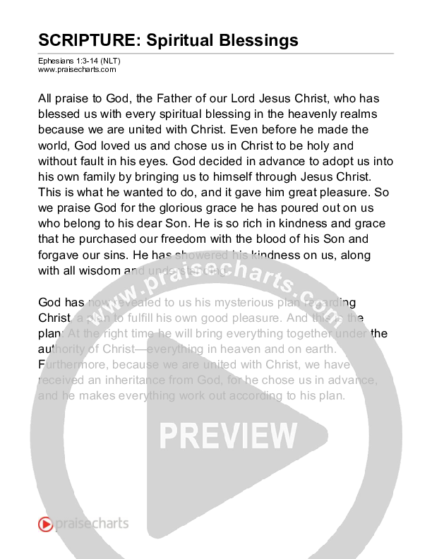 Spiritual Blessings (Ephesians 1) Reading (Scripture)