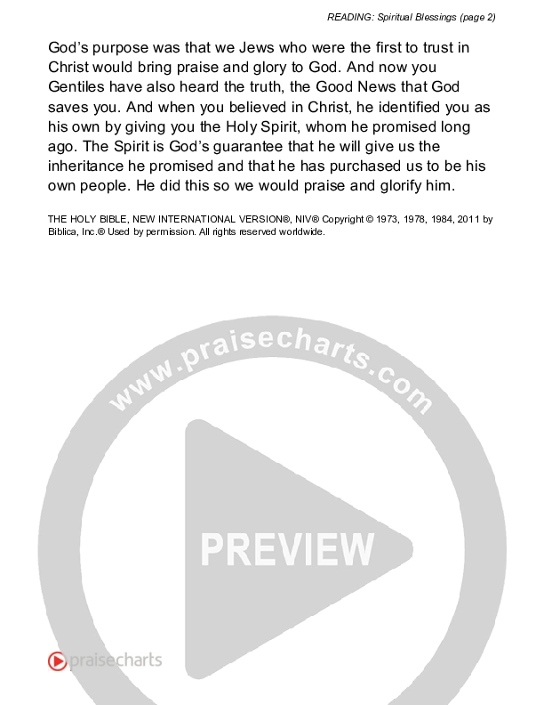 Spiritual Blessings (Ephesians 1) Reading (Scripture)