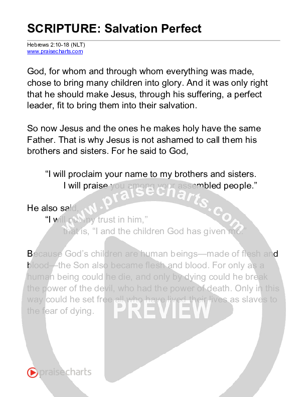 Salvation Perfect (Hebrews 2) Reading (Scripture)