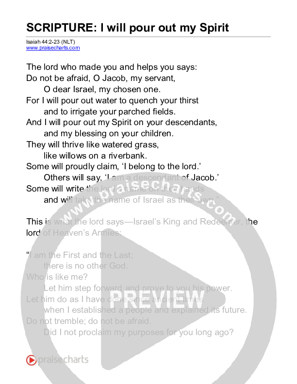 I Will Pour Out My Spirit (Isaiah 44) Reading (Scripture)