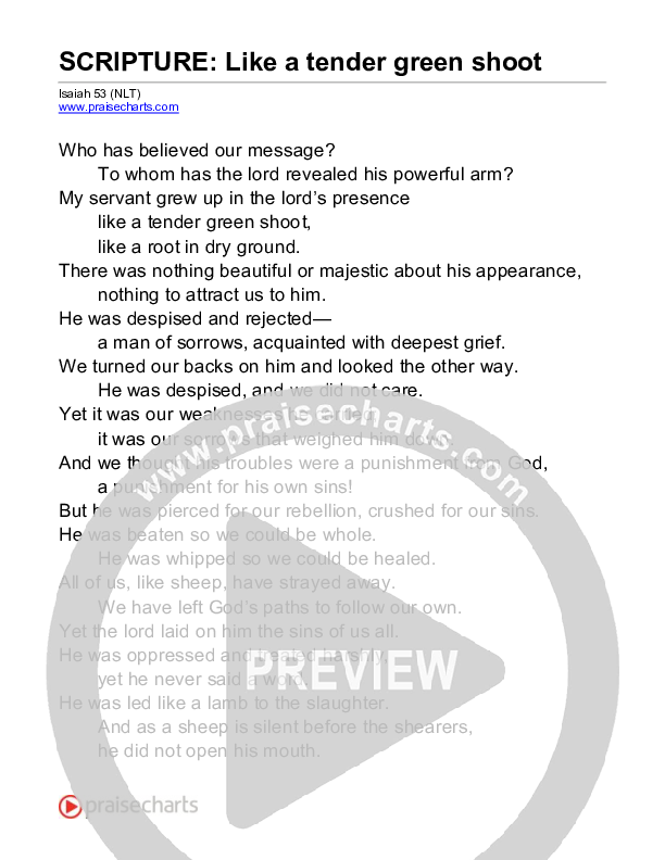 Like A Tender Green Shoot (Isaiah 53) Reading (Scripture)
