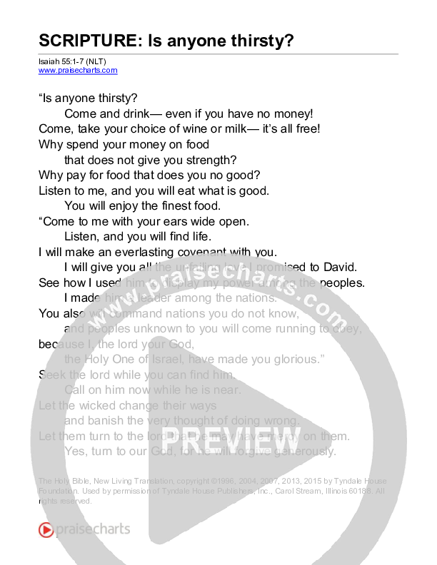Is Anyone Thirsty? (Isaiah 55) Reading (Scripture)