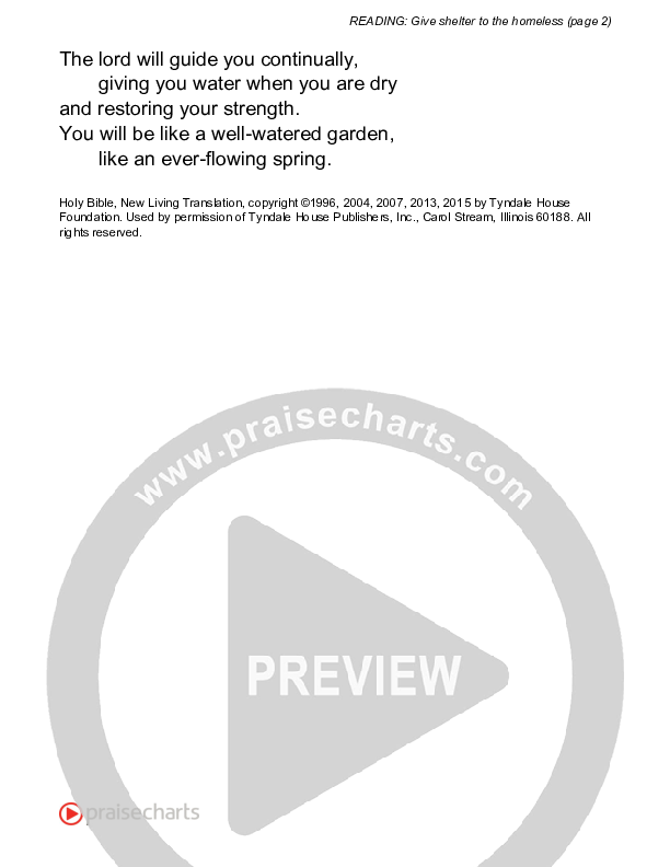 Give Shelter To The Homeless (Isaiah 58) Reading (Scripture)