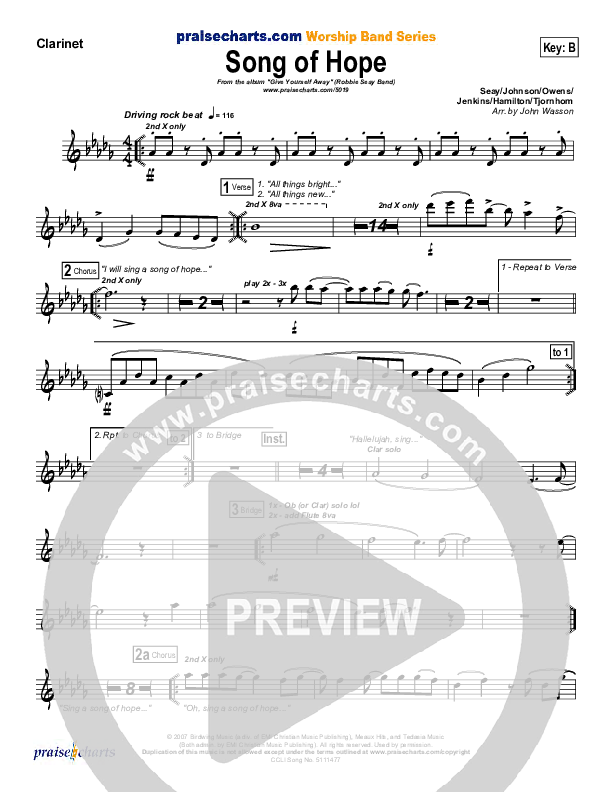 Song Of Hope Wind Pack (Robbie Seay)