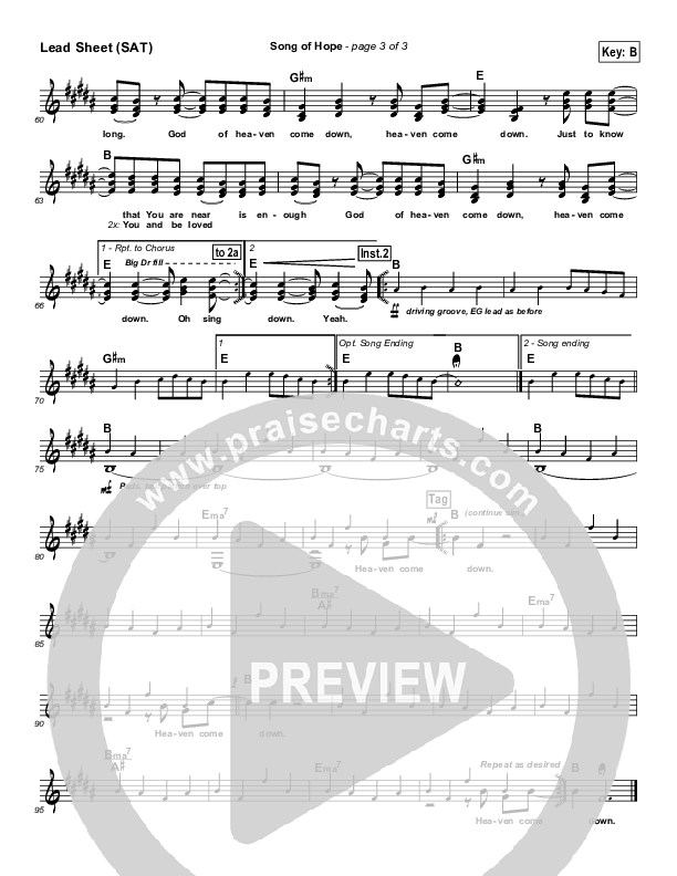 Song Of Hope Lead Sheet (SAT) (Robbie Seay)