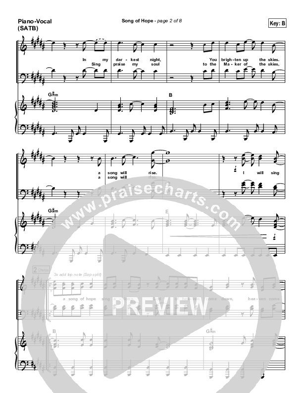 Song Of Hope Piano/Vocal (Robbie Seay)