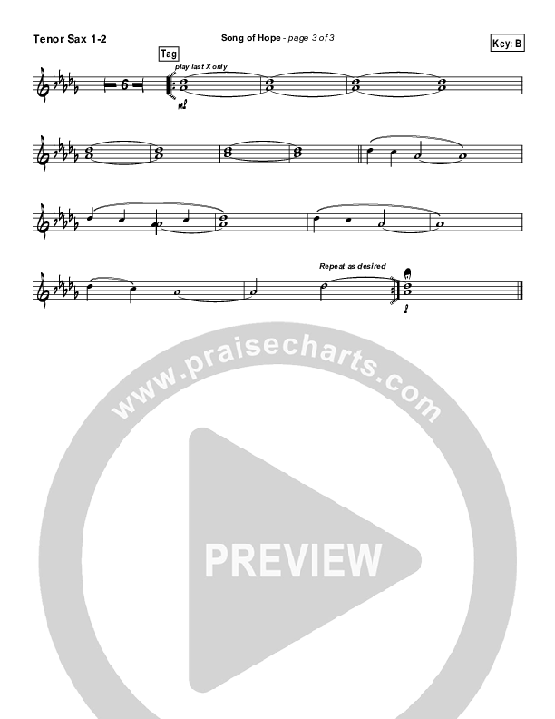 Song Of Hope Tenor Sax 1/2 (Robbie Seay)