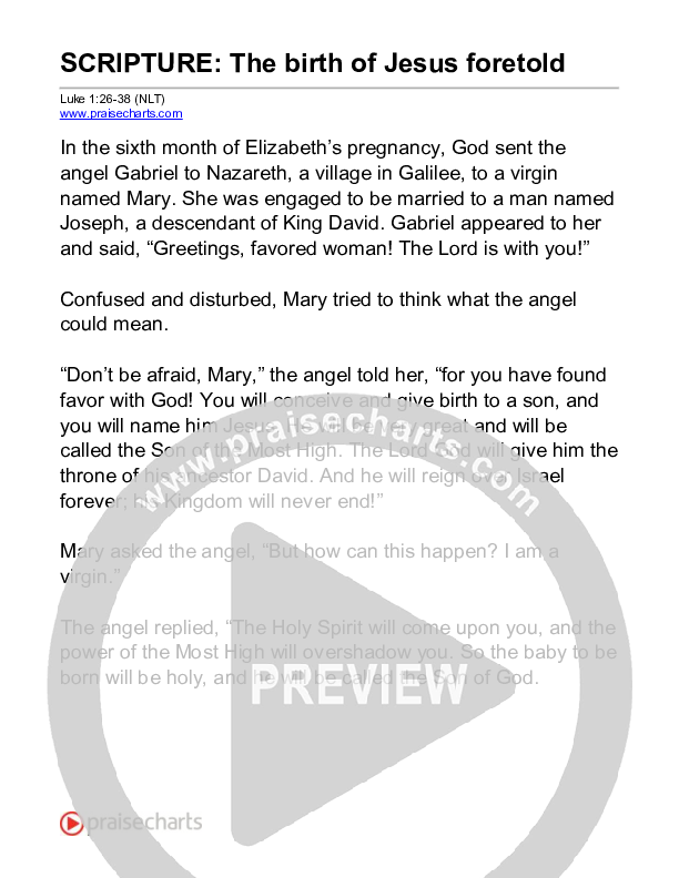 The Birth Of Jesus Foretold (Luke 1) Reading (Scripture)