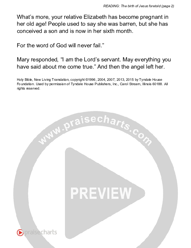 The Birth Of Jesus Foretold (Luke 1) Reading (Scripture)