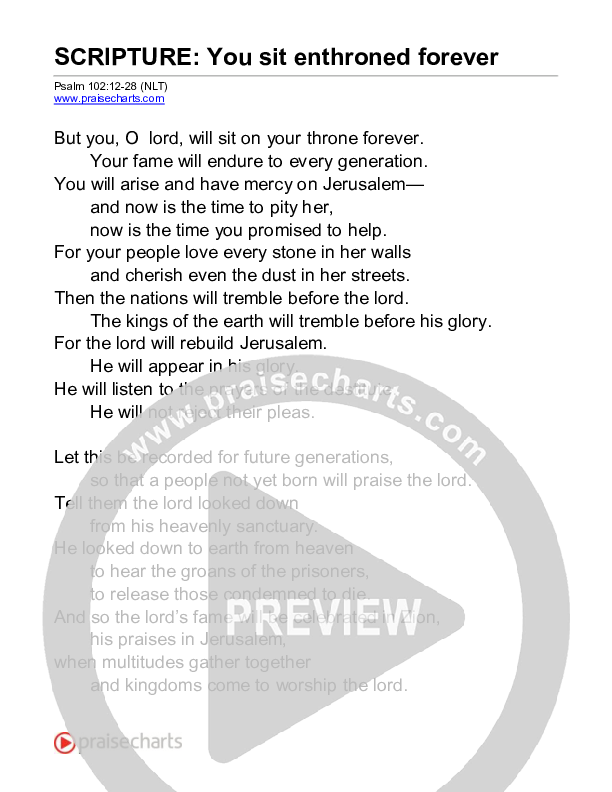 You Sit Enthroned Forever (Psalm 102) Reading (Scripture)